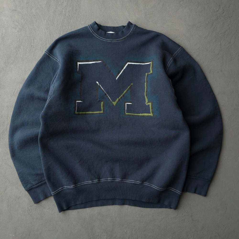 Vintage 90s Michigan Wolverines Sweatshirt XL Navy Blue Salem Sportswear